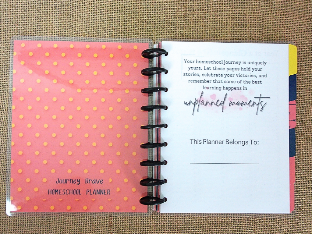Journey Brave Homeschool Planner | 12 Month, Undated Disc Bound Homeschool Planner