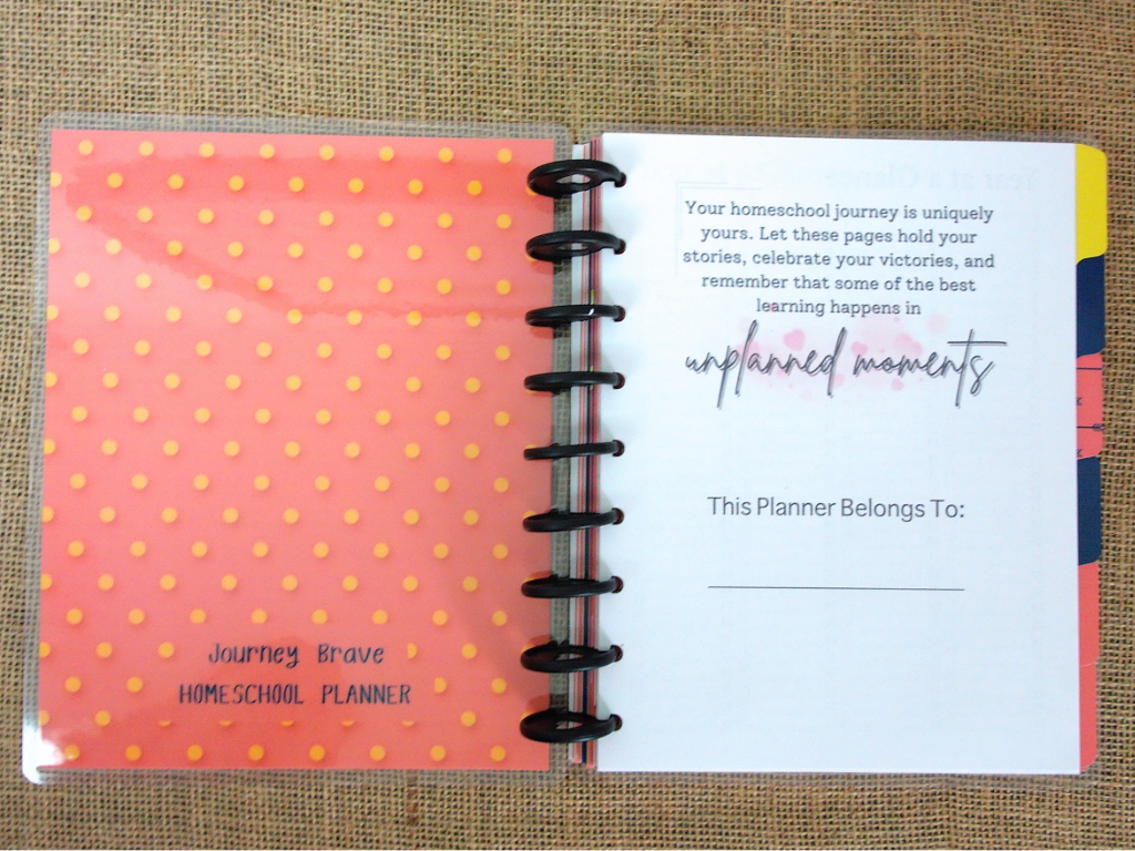 Journey Brave Homeschool Planner | 12 Month, Undated Disc Bound Homeschool Planner